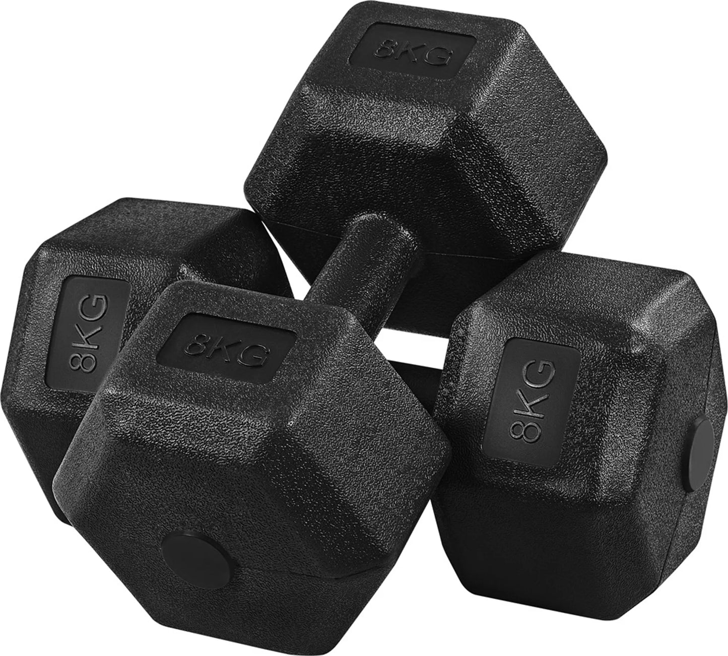 Yaheetech Jeu d'haltères de 2 x 8 kg - 33.5 x 17 x 15 cm - Tête hexagonale, conception antiroulis et revêtement en plastique - Pour la musculation et la gym à domicile - Plastique noir et béton