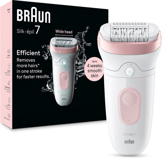 Braun Silk·épil 7 - Épilateur pour une épilation facile - Une peau lisse durablement - 7-000 - Blanc/Flamingo