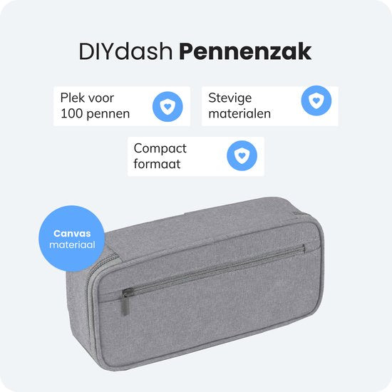 Diydash Trousse à crayons - Trousse à crayons - Trousse scolaire - Grande trousse - Fournitures scolaires - Trousse Scolaire - Pour filles, garçons et adultes - Gris