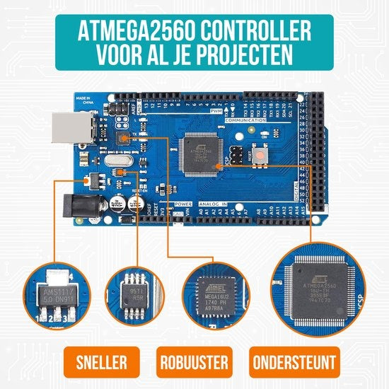 Kit de démarrage Strex pour Arduino Extra Large, ATmega2560, 278 pièces, dans une boîte de rangement