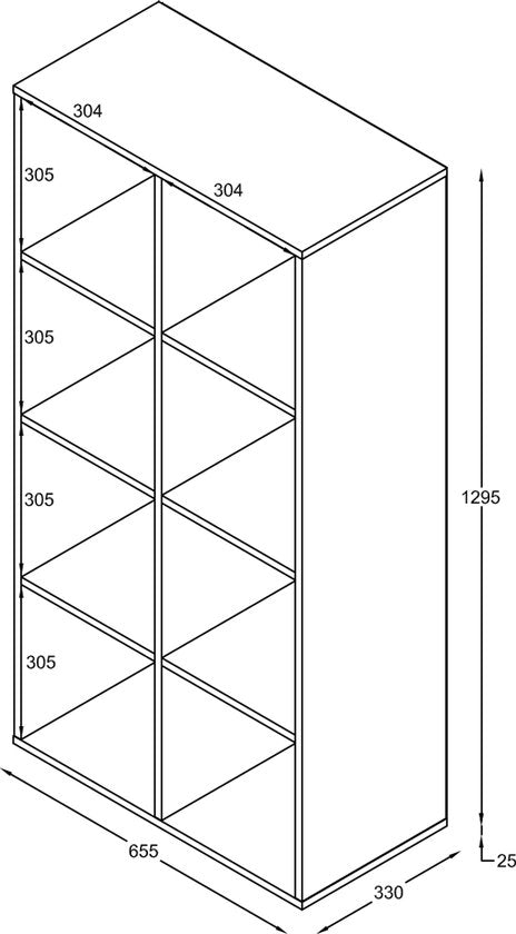 DMV - Bibliothèque - Armoire murale - Armoire de rangement - Noir - 8 compartiments