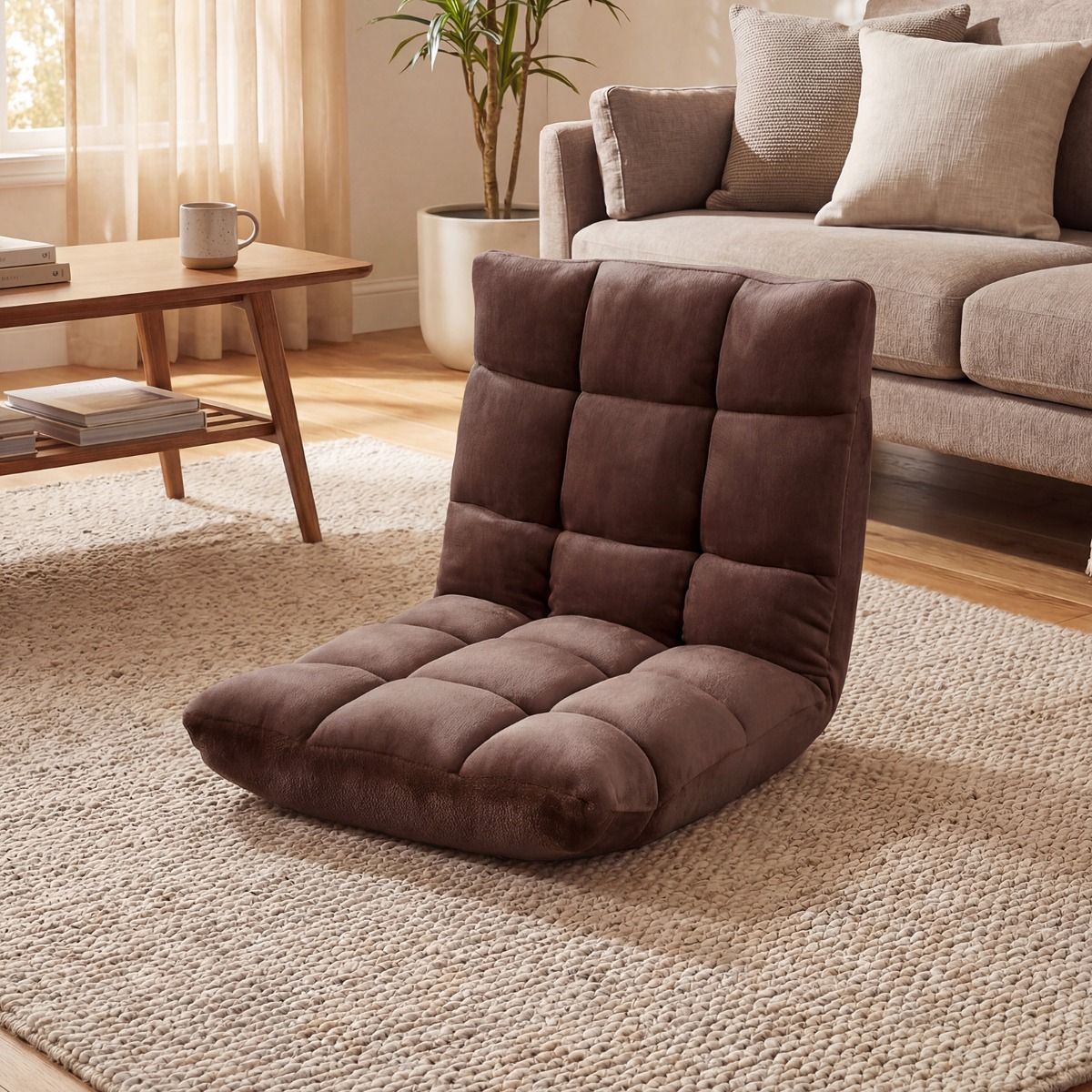 Chaise longue pliable Coast Tatami - dossier réglable sur 14 positions - mousse haute densité - marron