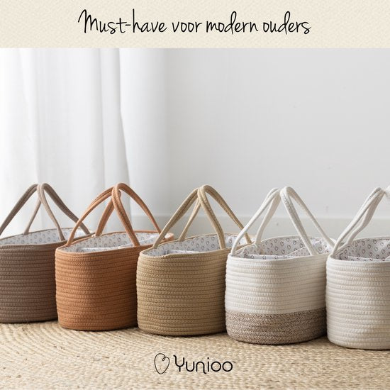 Yunioo® Sac à couches et panier à marchandises │ Panier à couches pour accessoires de chambre de bébé │ Organisateur de couches │ Panier de rangement de chambre de bébé │ Cadeau de maternité Baby Shower │Corbeille à jouets │ Marron