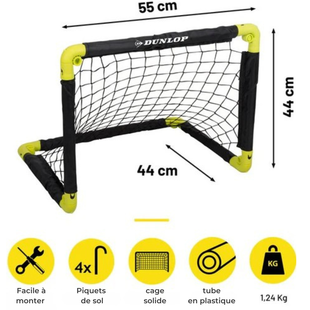 But de football - Dunlop - Deux pièces - Ballons de football - Pliable - Léger - Noir