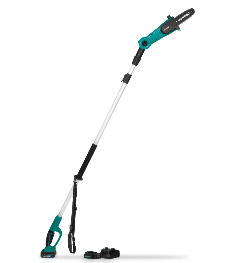 VONROC - Tronçonneuse Accu télescopique 20V - Avec batterie 2x2.0Ah et chargeur rapide - Vert/Noir