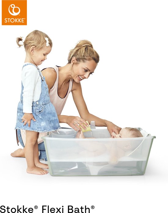 Ensemble Stokke® Flexi Bath® X-Large - Flexi Bath® XL + support pour nouveau-né - Vert transparent