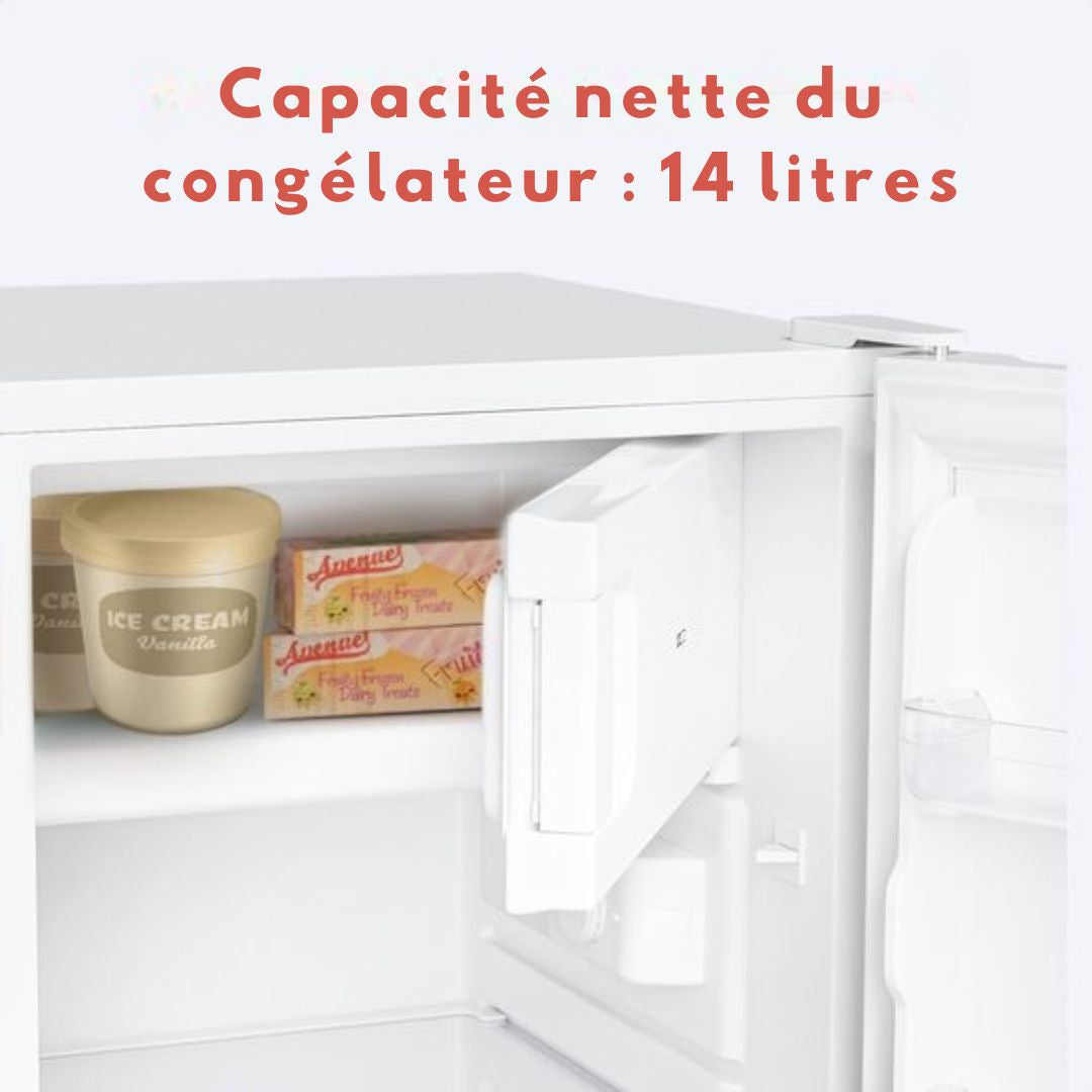Réfrigérateur KitchenBrothers - 88L Compartiment de réfrigération - 14L Compartiment de congélation - Glacière - Frigo - Blanc