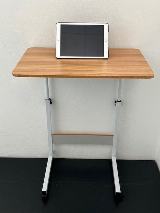 Ceruzo Table ordinateur portable - Table de lit mobile - Hauteur réglable 80cm - Bureau à domicile -60x40cm - aspect bois
