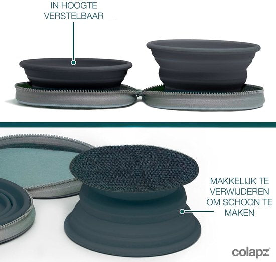 Colapz 2 x gamelles pliables pour chiens - Gamelles pliables pour chiens - Gamelle à eau pour chiens - Gamelle pliable avec sac de transport - Gris - Camping avec son chien