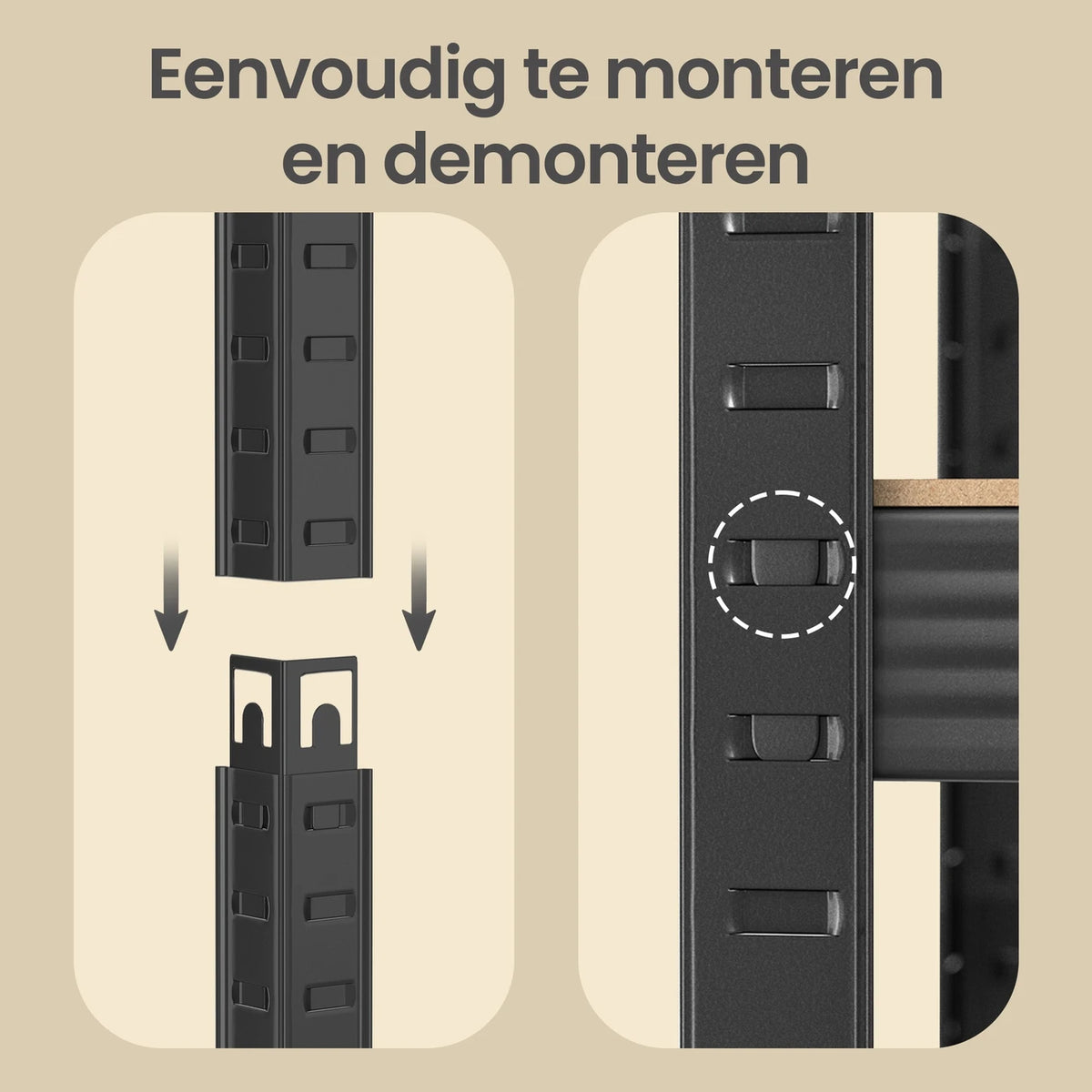 Étagère à 5 niveaux Joyfurnos - Étagère de rangement en acier - Noire