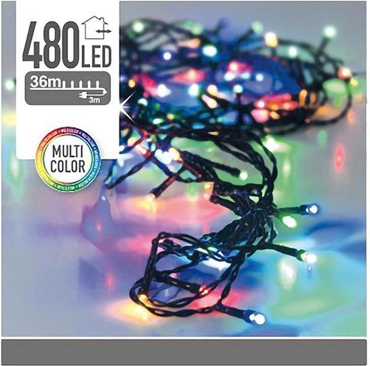 Décoration de Noël Lumières de Noël - colorées - 480 LED - 3600 cm - cordon vert