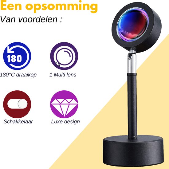 Lampe de coucher de soleil - Lampe de table - Veilleuse pour enfants - Veilleuse - Projecteur - Tiktok - Éclairage d'ambiance