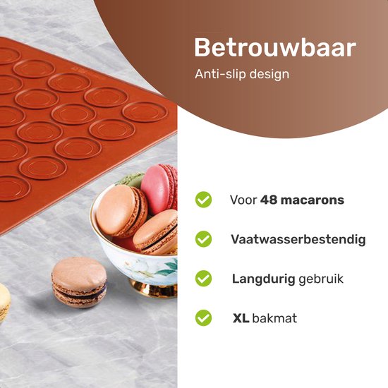 Tapis de cuisson pour macarons - Pour 48 pièces - Macaron - Moules en silicone pour la cuisson - Set - Résistant au lave-vaisselle - Résistant au four - Tapis pour macarons - Tapis pour le four