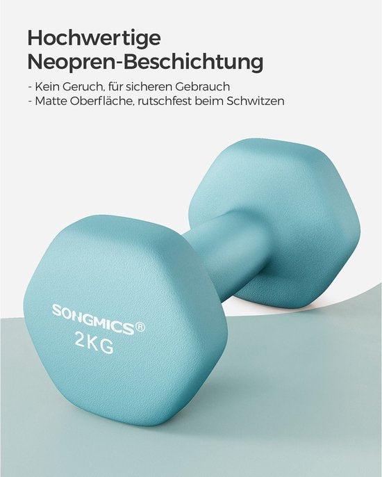 Ensemble d'haltères Songmics - 2 pièces - 2 x 2 kg - Néoprène - Turquoise