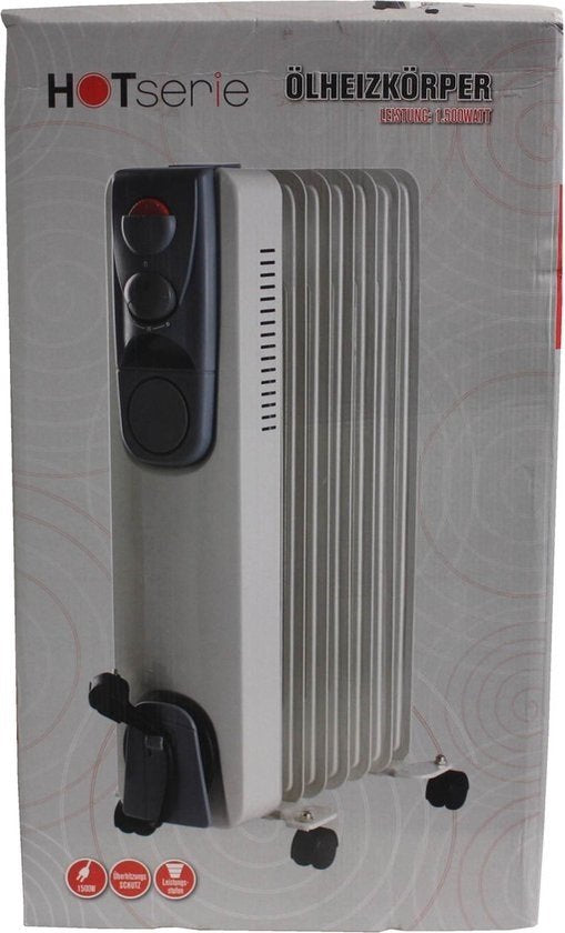 Deski Radiateur électrique à huile avec 7 pales - Chauffage - 1500 W - Blanc