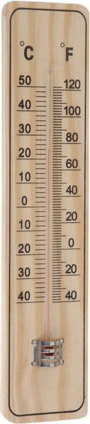 Thermomètre de jardin Pro - intérieur/extérieur - bois - 22,5 x 5 cm