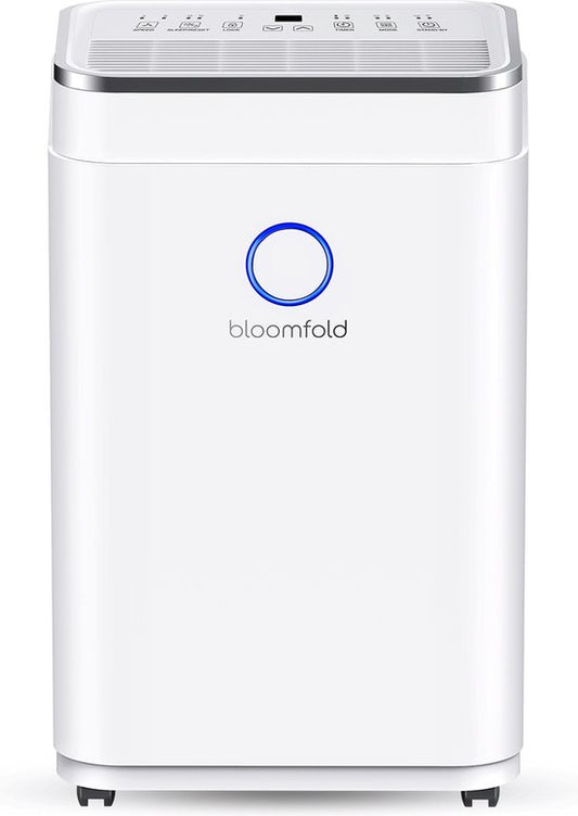 Déshumidificateur Bloomfold - 20L par jour - Fonction Lavage-Séchage incluse - Convient au salon, à la chambre, à la cave et à la salle de bain - Déshumidificateur - Blanc