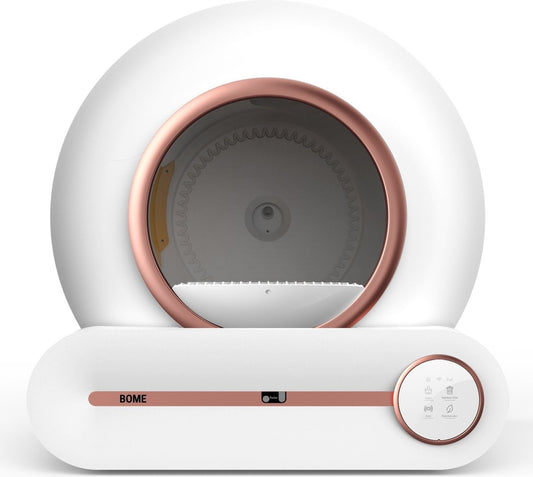 BOME Bac à litière automatique - Bac à litière autonettoyant - Avec application et écran tactile - 65L - Rose