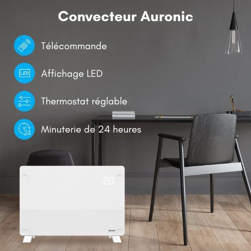 Auronic Radiateur éléctrique mobile - avec thermostat et télécommande - Auronic - jusqu'à 22 m3 - 2000 W - Blanc