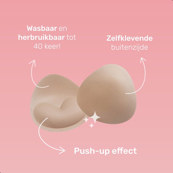Coussinets de soutien-gorge Soft & Silky - Résistants à l'eau - Push up - Beige