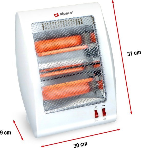 alpina Réchaud électrique - Réchauffeur à jet - 2 étages 400 et 800 watts - Protection contre l'inclinaison - Portable