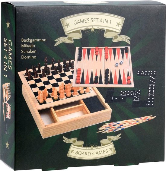 Boîte de jeu en bois 4 en 1
