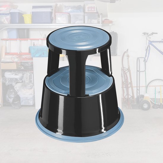 BRASQ Tabouret de marche Premium Noir - Capacité 150 kg - Tabouret de marche - Pied d'éléphant - Tabouret de bureau - Escalator - Tabouret - Métal