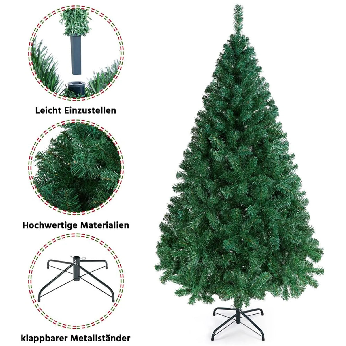 Sapin de Noël artificiel Yaheetech - Vert - 110 x 183 cm - Pied métallique pliable
