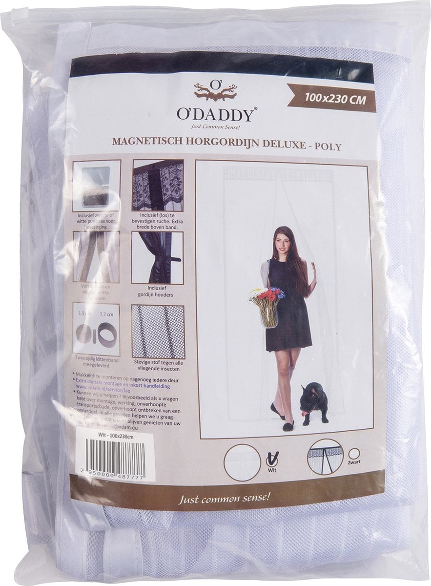 O'DADDY® Rideau de porte - Rideau anti-mouches - Magnétique - Moustiquaire de porte de luxe 100 x 230 cm - Blanc Hor - Rideaux de porte