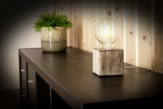 Pied de lampe, cube, câble avec interrupteur, E27, 60 W, IP20, ciment, gris, 90 mm x 90 mm