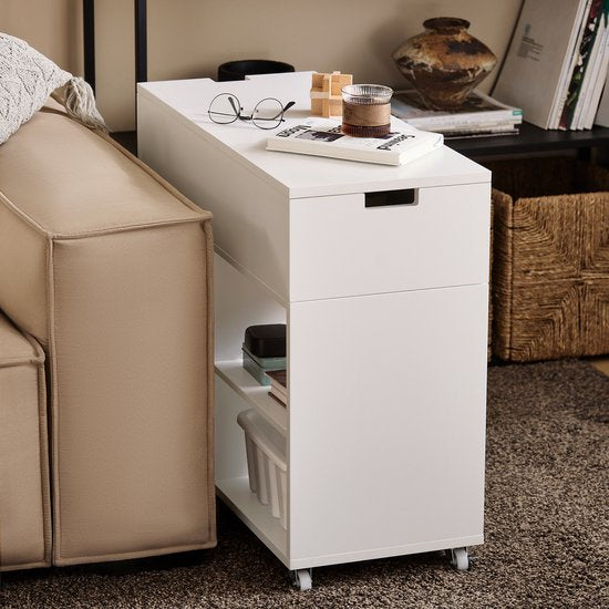SoBuy FBT134-W Armoire à imprimante - Armoire de rangement de bureau blanche avec 4 roulettes