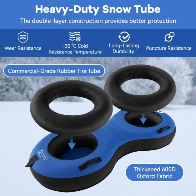 Coast 2-Seater Snow Sleigh - 200 cm - Avec cordon de serrage - Bleu