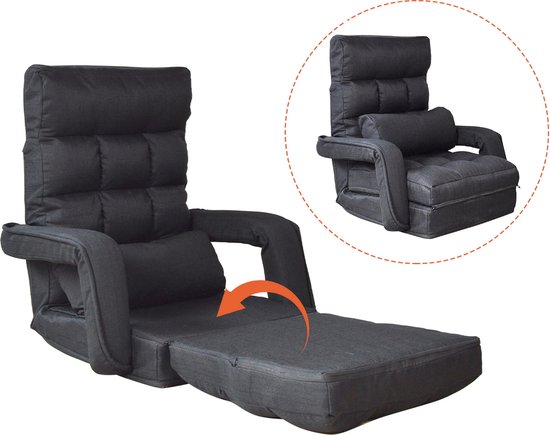 VDD Gaming - Chaise longue - Se plie en un fauteuil inclinable - Noir -71x51x50cm