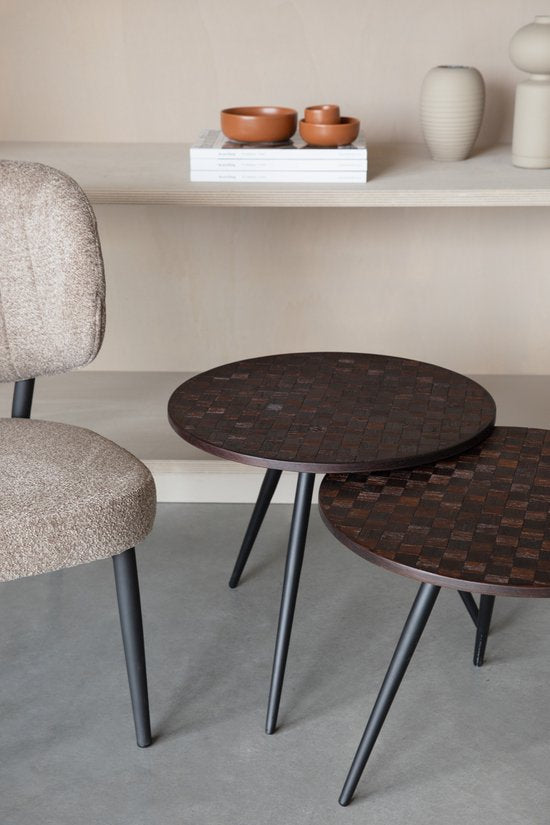Housecraft Living Webster : table d'appoint ronde en teck brun - lot de 2