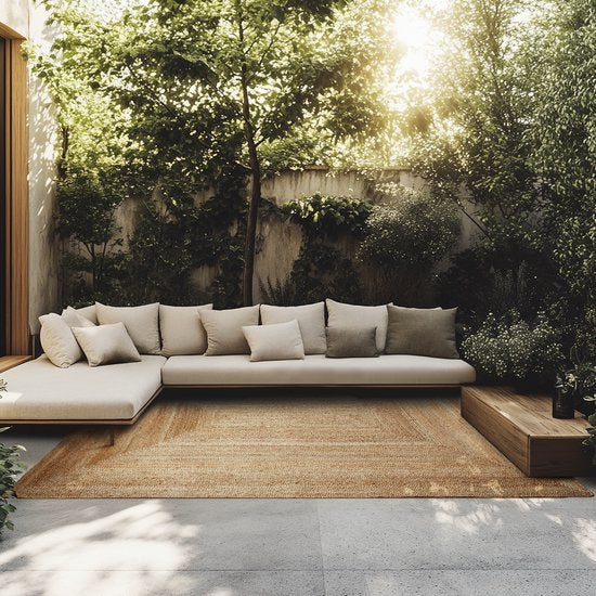 tectake® Tapis tissé à la main - Style Boho - Jute, tissage plat - Peu d'entretien - 290x200cm - Pour l'intérieur - Tapis vintage