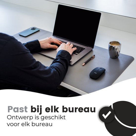 WURK Tapis de bureau professionnel en cuir synthétique - Organiseur de bureau - Accessoires de bureau - Tapis de souris XXL - Avec clip de câble - 80x40 - Gris