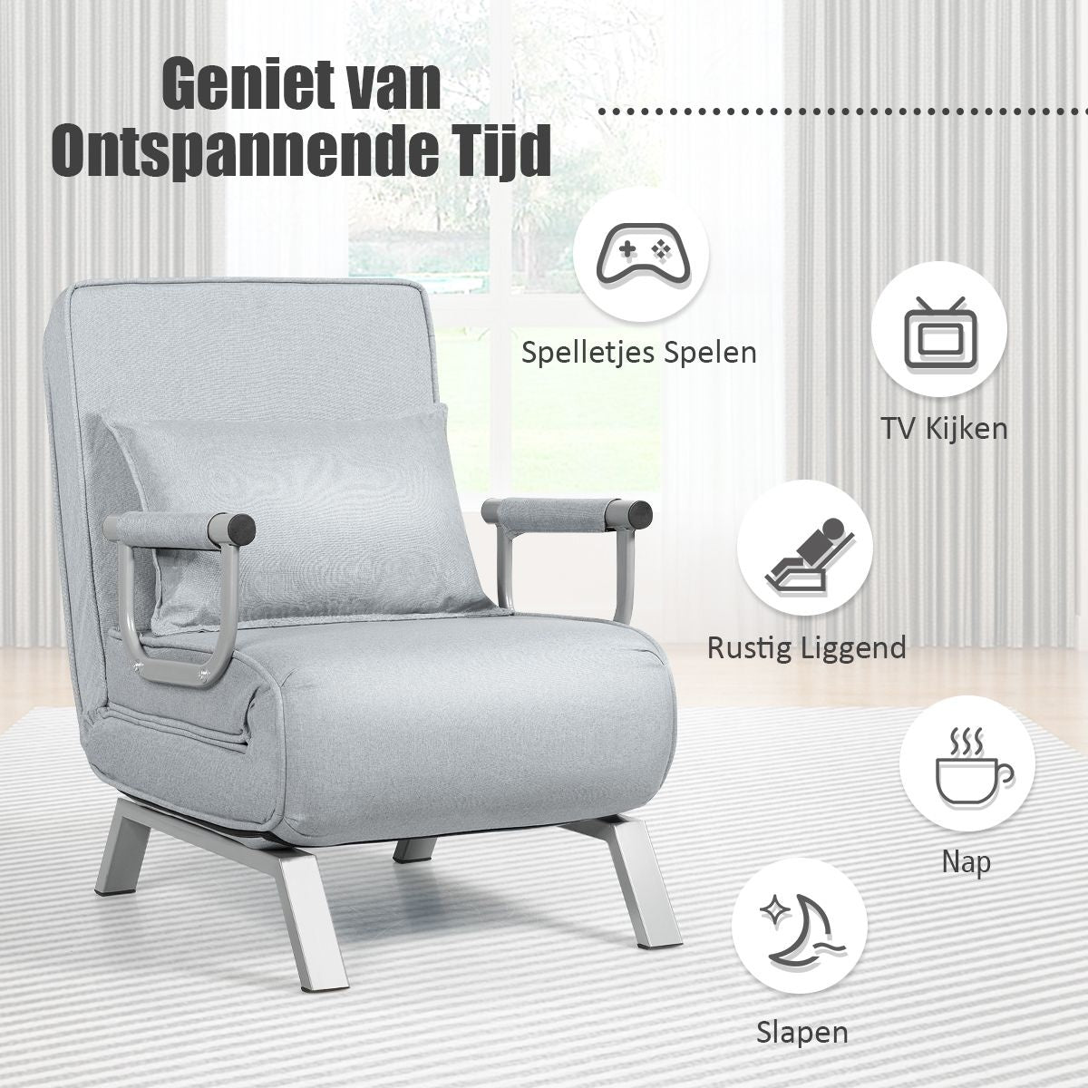 Coast Cabrio Sleep Sofa Fauteuil pliant Besinbedbank Canapé-lit 5 positions Light Grey