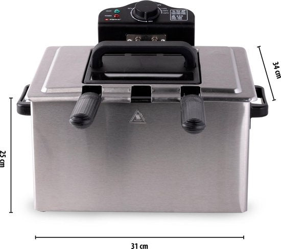 Friteuse double Alpina, 3 paniers - 2,5 / 5 litres 2000 Watt - inox