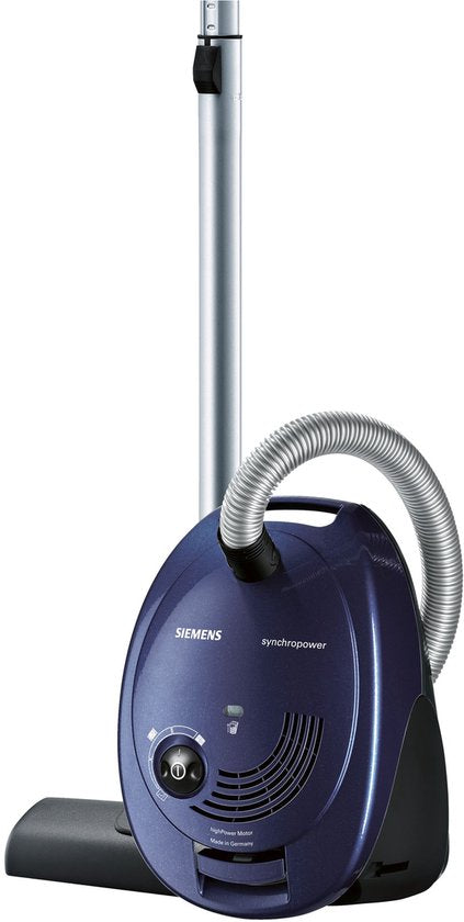 Aspirateur Siemens VS06A111 SynchroPower avec sac – Compact – 600 W – Sac à poussière de 4 L – Bleu/Noir