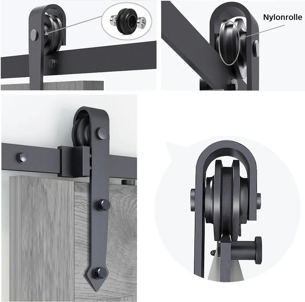 Système de porte coulissante Yaheetech 366 cm avec kit de montage, noir