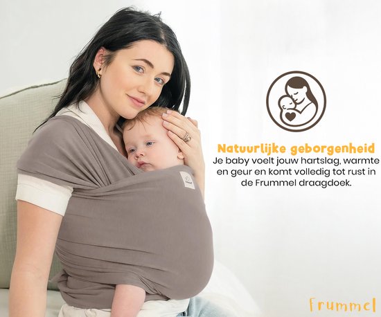 Écharpe porte-bébé Frummel Taupe - Porte-bébé - Écharpe porte-bébé - Porte-bébé - Écharpe pour bébé - Bébé 0-36 mois - Nouveau-né