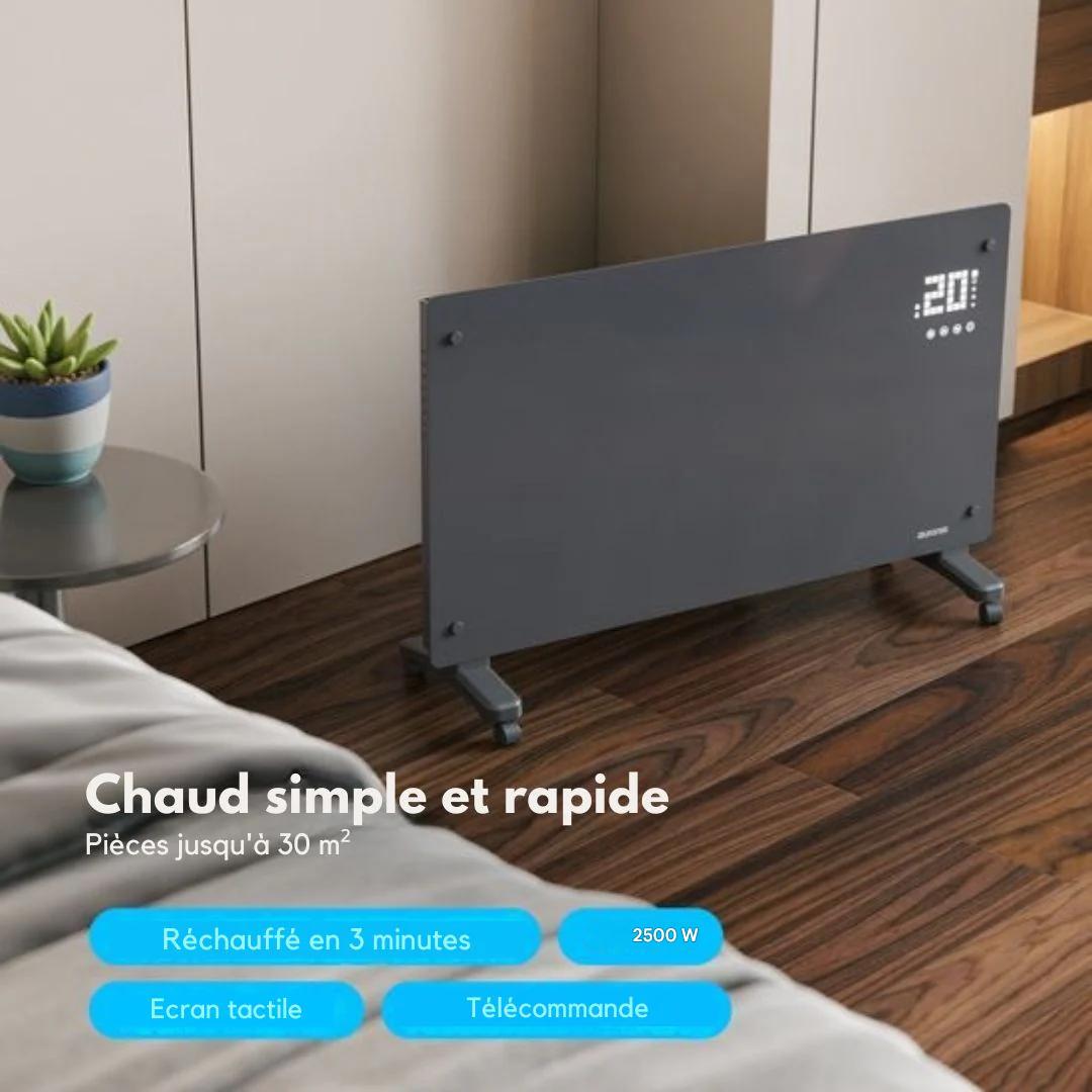 Chauffage Électrique - Auronic - Convecteur avec Thermostat et Télécommande - Panneaux chauffants - jusqu'à 30 m² - 2500W - Gris
