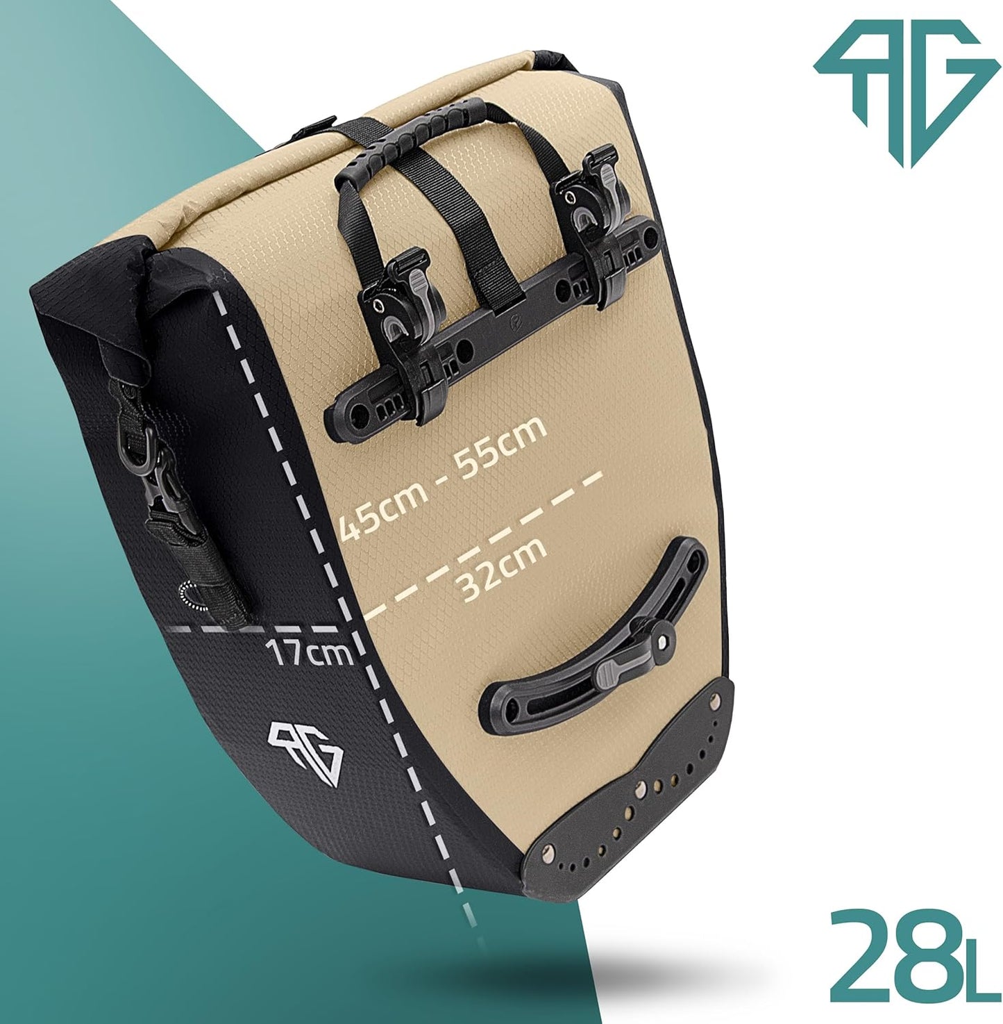 RADGEIST sacoche pour porte-bagages - 2X sacoche pour porte-bagages - sac à bagages étanche et sac à bandoulière - sacoche pour porte-bagages avec réflecteurs