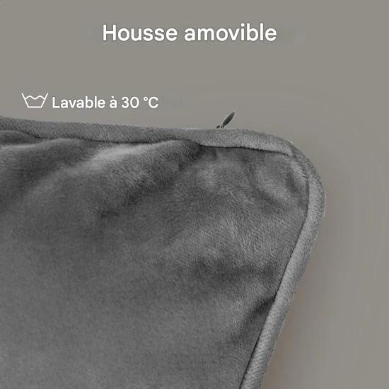 Auronic Oreiller chauffant - Velours - 45x60 - Sans fil - Rechargeable - Oreiller électrique - Infrarouge - Gris