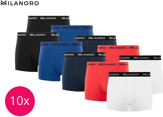 Milanoro - Lot de 10 boxers stylés en coton - Mélange foncé - M