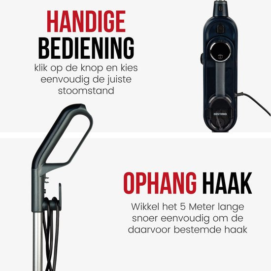 DistinQ Nettoyeur à vapeur pour vêtements, canapé et sol - Nettoyeur à vapeur portatif Nettoyeur de tapis - Nettoyeur à vapeur - 10 accessoires - 1300 Watts