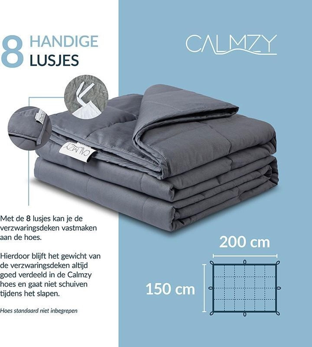 Calmzy verzwaringsdeken 7 KG - Verzwaarde deken - 150 x 200 cm - Donkergrijs