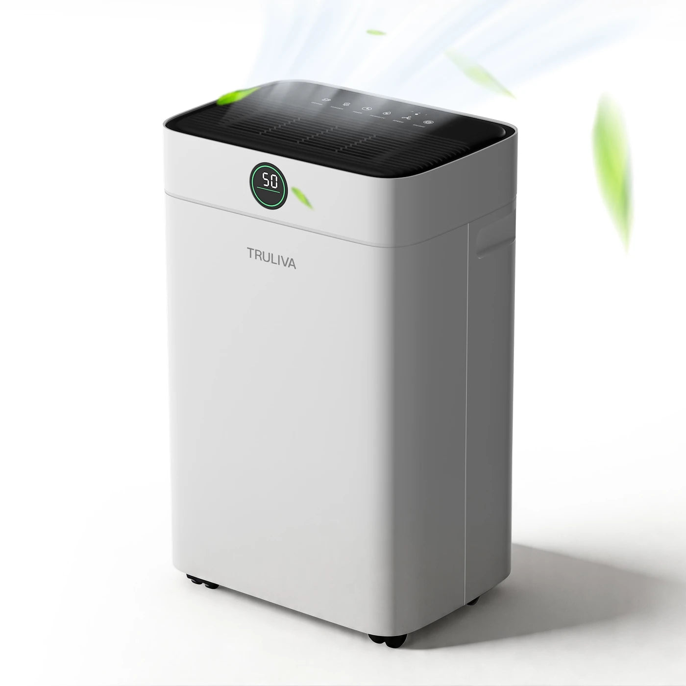 Déshumidificateur Truliva 25 L/jour - Fonction de séchage du linge - Dégivrage automatique - R290 - Réservoir d'eau de 2,8 L - 32 x 28 x 52,7 cm