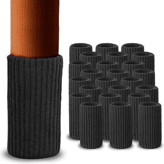 Roegaarden Chair Leg Protectors Socks Black Floor Protection 24 pieces