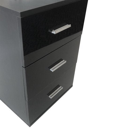 Table de chevet meuble d'entrée 3 tiroirs 63 cm de haut noir